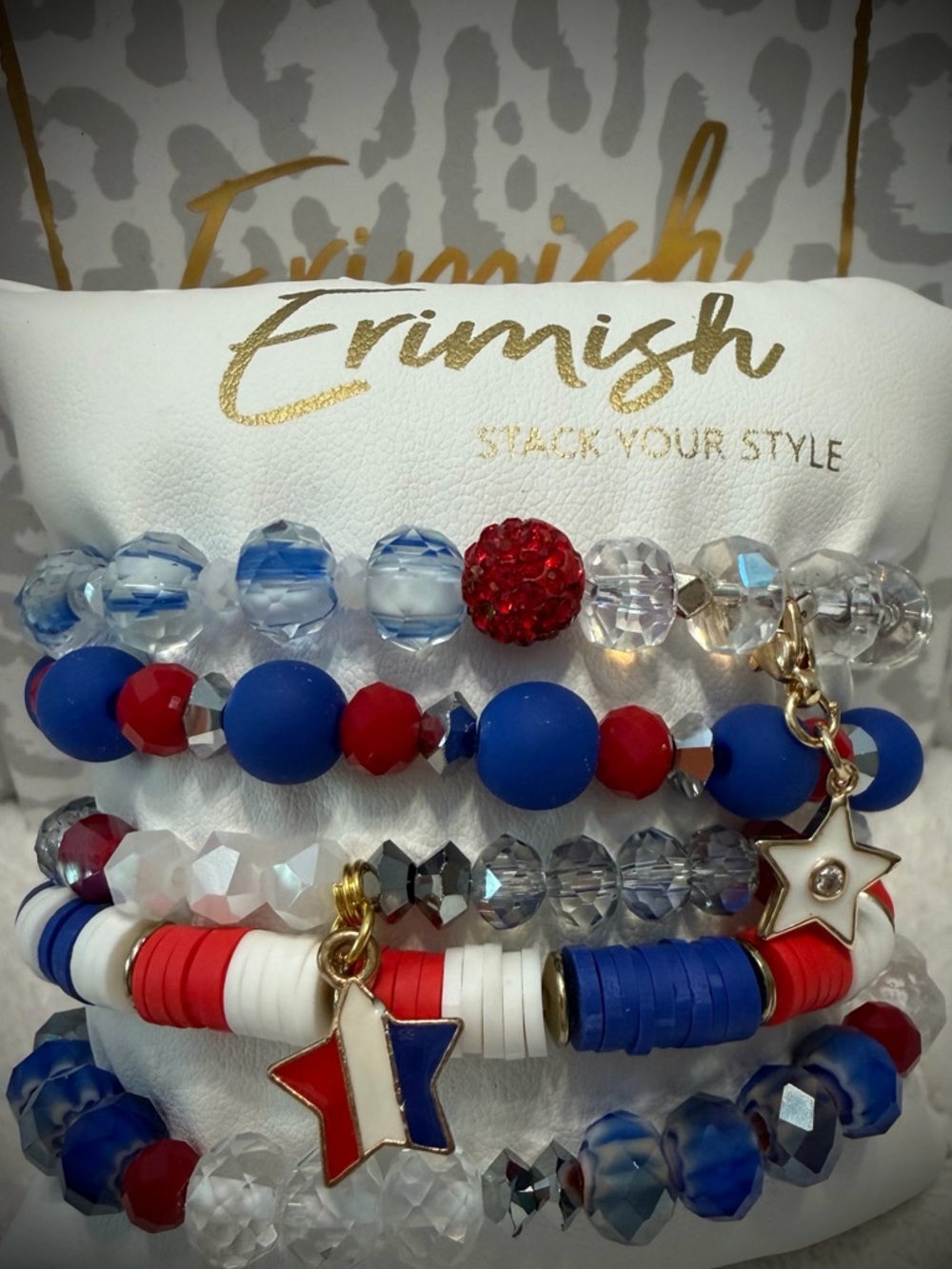 New ERIMISH Bracelets - 5 Pc - RWB - Custom Regular, Kids or Extended Size
